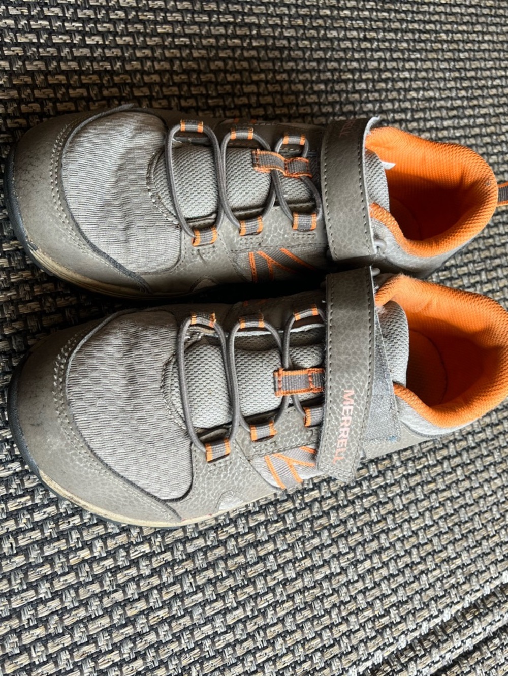 Merrell Kids Gray and Orange Hook-and-Loop Hiking Sneakers